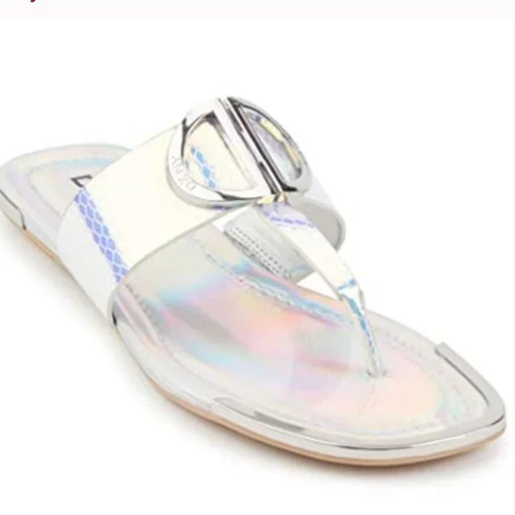 Dkny Shoes Nwt Dkny Womens Halcott Iridescent Sandal Metal Rim